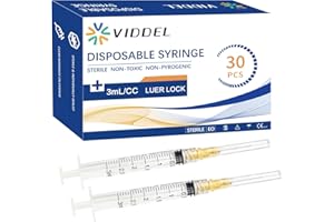VIDDEL 30pcs 3ml/cc 25G 5/8 inch Luer Lock Industrial Scientific Accessories, Refilling Liquid, Individually Wrapped