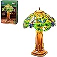 PANTASY Vintage Style Table Lamp Bricks Set, Stained Glass Lamp Building Block Set, Dragonfly Floral Table Lamps, Retro Art D