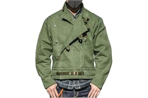 Mens Vintage Swedish Army Coat - Rider Motorcycle Green Cotton Jacket Lightweight, Green, Small