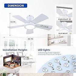 Ceiling Fans with Lights,Modern Low Profile Ceiling