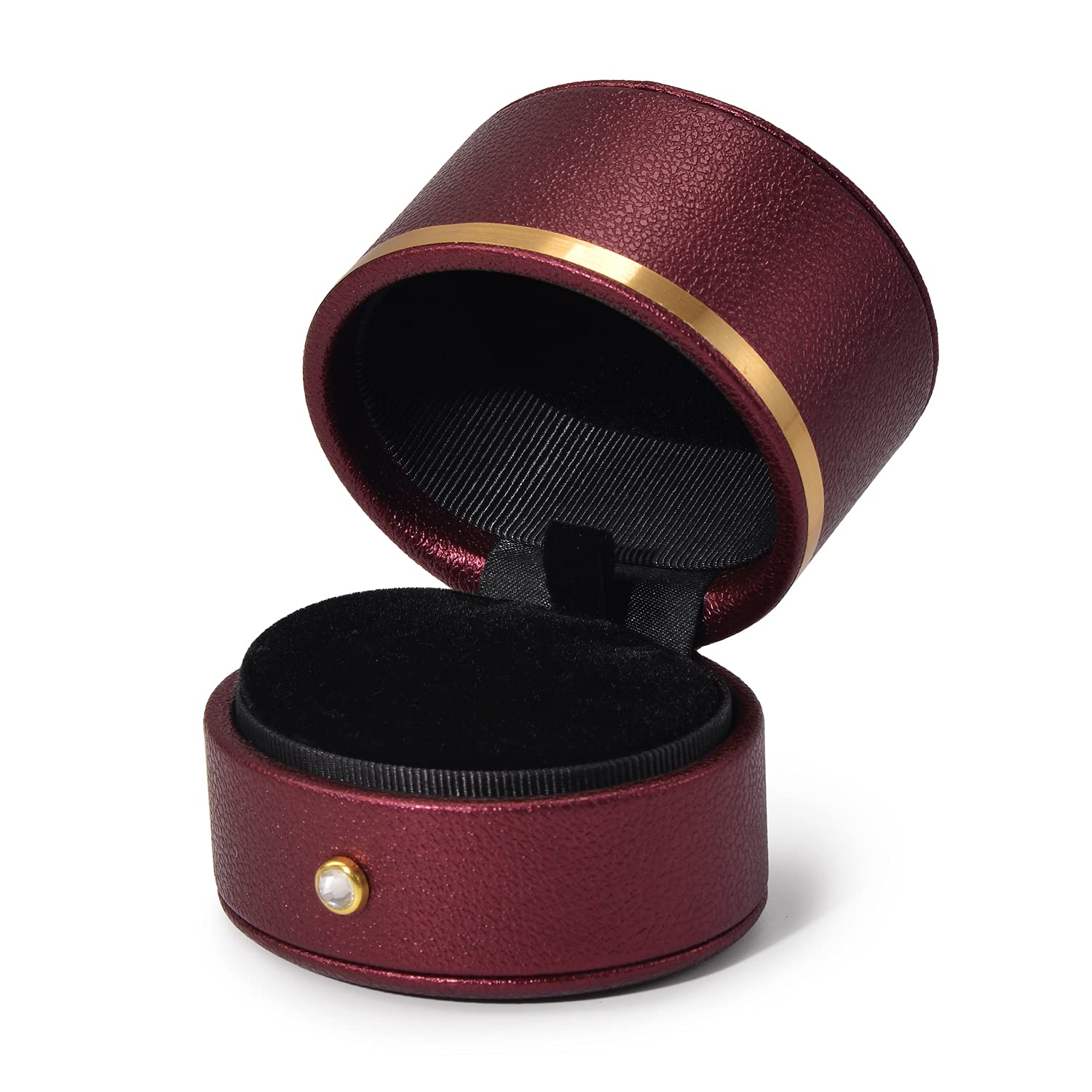 Oirlv Luxury PU Leather Ring Box Elegant Multifunctional Jewellery Storage for Engagement Proposal Wedding Gift (Red)