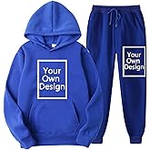 Binmer Custom Sweatsuit for Women Men Personalized Hoodies Sweatshirt +Sweatpant Design Your Own Tracksuit for Valentine Gift
