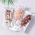 Popsicle Bags Ice Cream Bags 100 Pack -Clear Ice Pop Bags with Silver Bottom and Cool Words