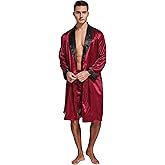 Tony & Candice Men's Satin Robe Lightweight Long Sleeve Silk Kimono Bathrobe with Shorts Set Sleepwear
