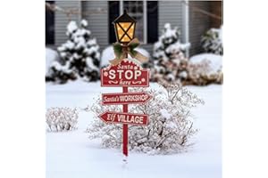 Glitzhome 42" H Wooden Christmas Yard Stake with LED Garden Stake Decoration for Lawn Patio Outdoor Sign Xmas Decor