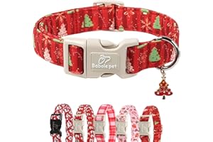 Babole Pet Christmas Dog Collar - Cute Red Christmas Tree Festive Puppy Collar with Safety Buckle, Soft Adjustable Holiday Dog Collars for Small Medium Large Dogs S