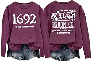 HUOVUD 1692 They Missed One Halloween Shirts for Women Salem Witch Long Sleeve Shirt Halloween Hocus Pocus Pullover Tops