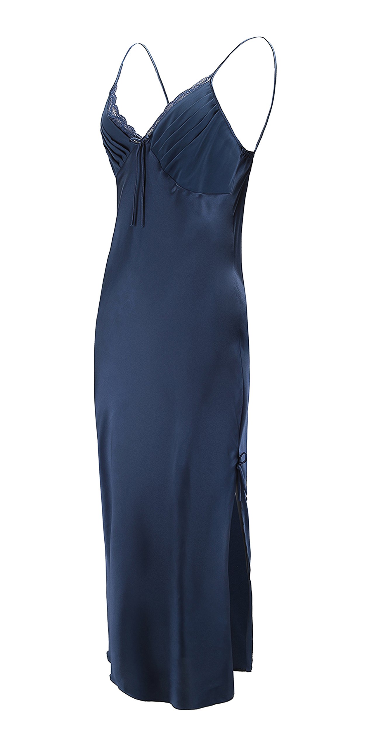 EPLAZAWomen Plain Satin Chemise with Skull Long Slip Night Dress Sleepwear for halloween Bridal Party