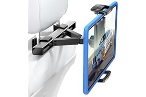Tryone Car Tablet Holder, Headrest Tablet Mount - [Thicker Carbon Steel] Car Holder Back Seat for Kids Travel Road Trip, Compatible with iPad, All 4.7~12.9" Tablets, Phones, Galaxy, Fire HD