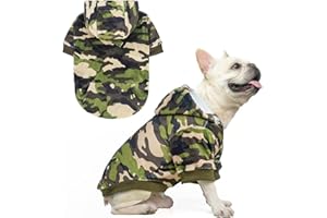 BEAUTYZOO Dog Hoodie for Small Medium Dogs Puppy, Soft Fleece Dog Sweater Cold Weather Coats with Pocket, Pet Outfits Hooded Sweatshirt Chihuahua Cat Jacket Clothing Warm Camo French Bulldog Clothes