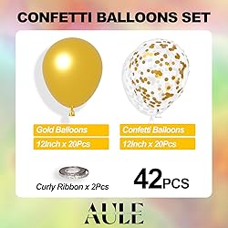 AULE Party Balloons Pack of 42 - Metallic Gold