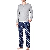 SLEEPHERO Men’s Pajama Set – Breathable Long Sleeve Shirt & Soft Cotton Lounge Pants – Year-Round Sleepwear