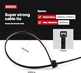 ERKO Heavy Duty Cable Ties 300 x 7.6 mm 100 pcs 120 lbs White view 2