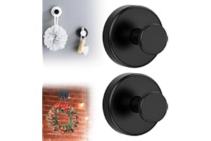 CRYMOY Suction Cup Hooks for Wreaths, 2025 New No Drill Suction Cup Hooks for Wreaths on Glass, Wreath Hanger for Front Door, Towel Hooks for Window Bathroom Mirrors Shower (2, Black)