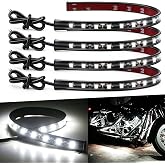 Keiurot 12V Led Light Strip for Car Motorcycle Golf Cart 12.5In White 4Pcs | Waterproof IP67 Led Strip Lights for Car Underglow Trucks RV Boat Interior &amp; Exterior, Cuttable , Nano Adhesive, 5050-18SMD