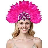 MAOFENG Women's Carnival Feather Headpieces Sequin Headdress for Wedding Masquerade Party Cosplay Feather Headbands