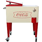 Leigh Country Coca-Cola 60-Qt Cooler, Creamfish, Vintage Style with Wheels for Outdoor/Patio/Porch