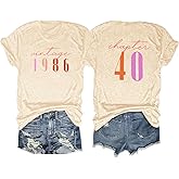 Chulianyouhuo Vintage 1986 T Shirts for Women 40th Birthday Gifts Letter Print Retro Party Tops Casual Short Sleeve Tee