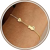 DONYUDE Dog Mom Gifts for Dog Lover Initial Bracelet for Women with Heart Adjustable Pet Paw Gold Bracelets for Women Non Tarnish Memorial Gift for Pet Lover Birthday Jewelry