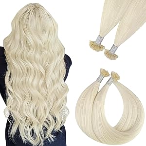 Easyouth Extensions Bondings Echthaar Blond Bondings Extensions Echthaar Platinblond Bonding Extension Menschenhaar Weich #1000 50cm 50s 50g 1g/s