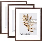 Hogaryo 11x14 Picture Frame Brown 3 Pcs Frames can Display 8x10 Picture with Mat or 11x14 Without Mat on the Wall