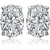 JewelryPalace Oval Cut 2ct Cubic Zirconia Solitaire Stud Earrings for Women, 925 Sterling Silver 14k White Yellow Rose Gold Plated Earrings for Her, Classic Simulated Diamond Earrings Jewelry Sets