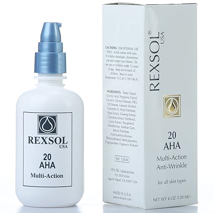 Rexsol 20 Aha Multi Action Anti Wrinkle Cream With Vitamin E Algae Extract Ginseng Extract Calendula Extract Caviar Extract Diminishes