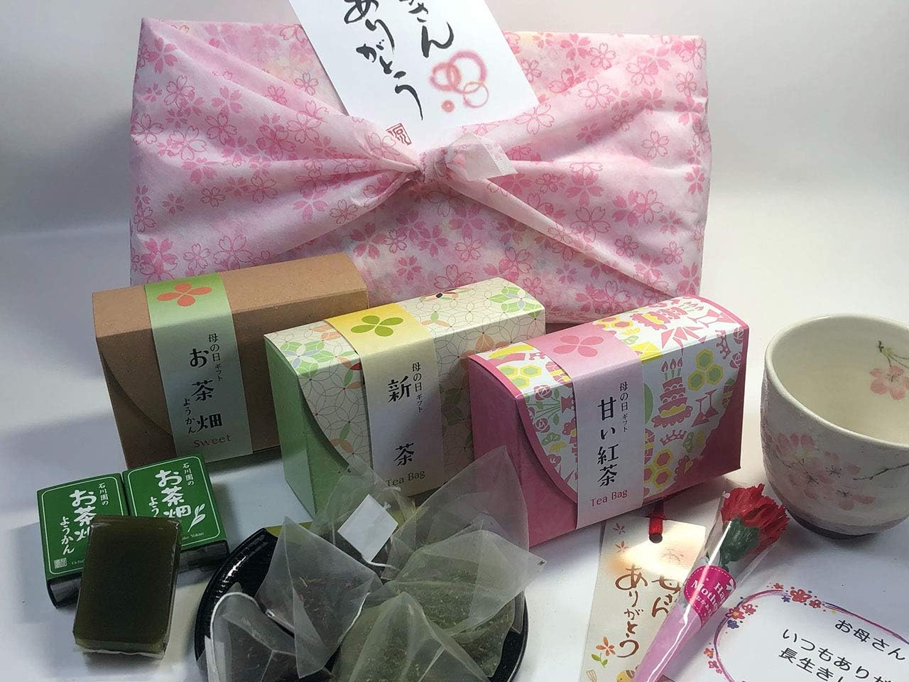 Amazon 母の日プレゼント 新茶ティーパックと甘い紅茶 お茶請け お茶畑ようかん と湯呑みのセット 母の日プレゼント5 石川園の母の日ギフト 日本茶 通販