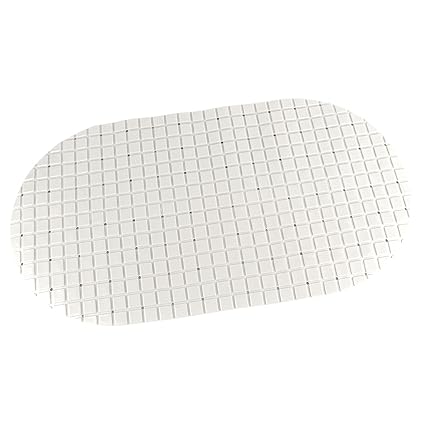 HOKIPO Rectangular Non-Slip Bathroom PVC Shower Mat,1 Piece (White)