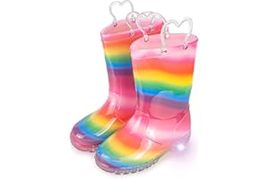 Hbxooxts Toddler Rain Boots Waterproof Rubber Kids Rain Boots for Girls and Boys with Fun Patterns and Easy-On Handles