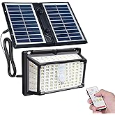 Solar Lights Outdoor,Bright 190LED Security Lights with Motion Sensor & Remote Control, 3000mAh Long-Lasting Double Solar Pan