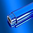 VEELIKE Glossy Non Glass Blue Mirror Vinyl Roll 15.7''x354'' Reflective Metallic Adhesive Vinyl Sticker Removable Peel and Stick Blue Chrome Vinyl Wrap for Crafts Home Decor Cabinets Shelves DIY