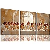 3Pcs The Last Supper Wall Art Jesus Christian Wall Decor Christian Twelve Apostle Canvas Pictures Religious Bible Renaissance Posters Prints Painting For Living Room Dining Room 12x16 inch Framed
