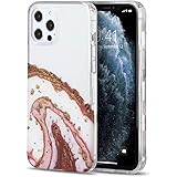Amble Clear Marble Case Compatible with iPhone 12 and iPhone 12 Pro 6.1 Inch 2021 - TPU Full-Body Shockproof Protective Slim 