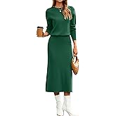 Glamaker Womens 2 Piece Skirt Sets Fall Long Sleeve Sweater Dress Casual Knit Midi Dress Travel Outfits Winter Clothes 2025