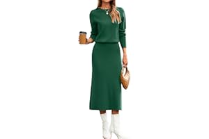 Glamaker Womens 2 Piece Skirt Sets Fall Long Sleeve Sweater Dress Casual Knit Midi Dress Travel Outfits Winter Clothes 2025