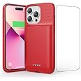 Battery Case for iPhone 14/13/13 Pro (6.1 Inch), [2024 Upgraded] Ultra-Slim 7500mAh Portable Extended Charger Case Cover for iPhone 14, iPhone 13, iPhone 13Pro Charging Case (Red)