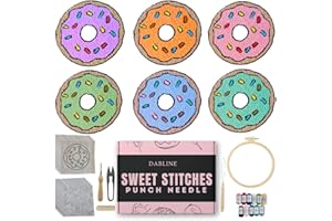 Dabline Punch Needle Kit for Beginners and Adults Set of 6 | Stress Relief DIY Craft - Complete Punch Needle Starter Kit with Designs & Supplies
