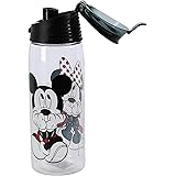 Jerry Leigh Disney Mickey and Minnie Mouse Acrylic Flip Top Water Bottle, Clear