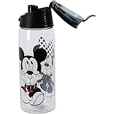 Jerry Leigh Disney Mickey and Minnie Mouse Acrylic Flip Top Water Bottle, Clear