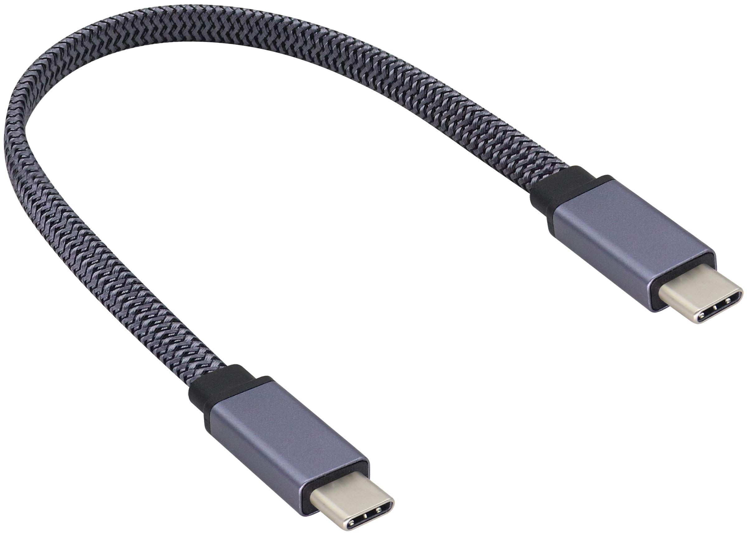 AAOTOKK Braided USB 3.1Type C Cable Flat Short 3.1 USB Type C Male to Male 4K@60Hz Gen 2 Extension Cable Supports Charging,Data,Audio,Video Cable for Laptop & Tablet & Mobile Phone.(0.3M-M/M)