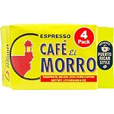 Caf&eacute; El Morro Dark Roast Espresso Ground Coffee, Bulk Coffee, Authentic Puerto Rican Style Coffee, Vacuum Sealed, Ground Espresso Beans, 6 oz (4-Pack)