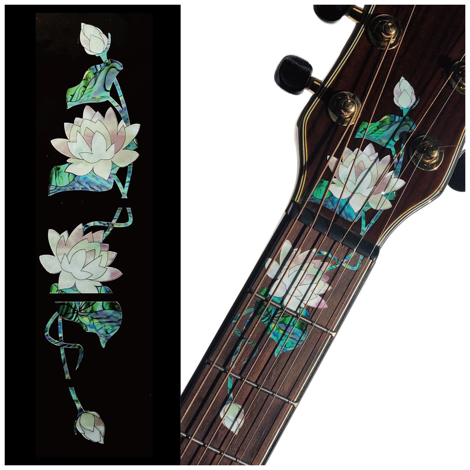 Inlaystickers Inlay Stickers Decals for Acoustic Guitars Head & Neck - Water Lilies F-325WL