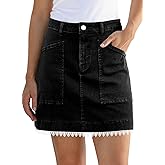 Sidefeel Women's Jean Skirt High Waisted Stretch Casual Summer Zimbaplatinum Denim Skirt with Pockets