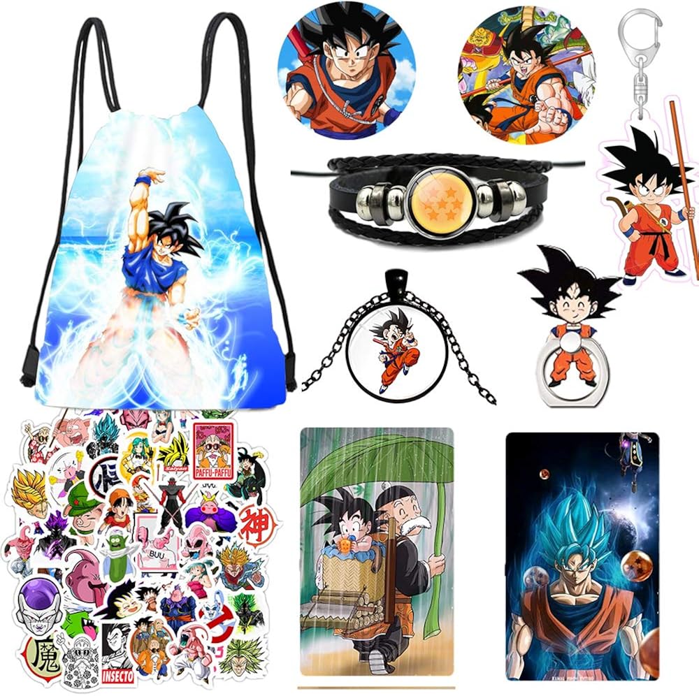 ESMAN Dragon Ball Z Gift Set,Bag+Stickers+keychain+Brooch+Necklace+Bracelet+Phone Holder Amazon