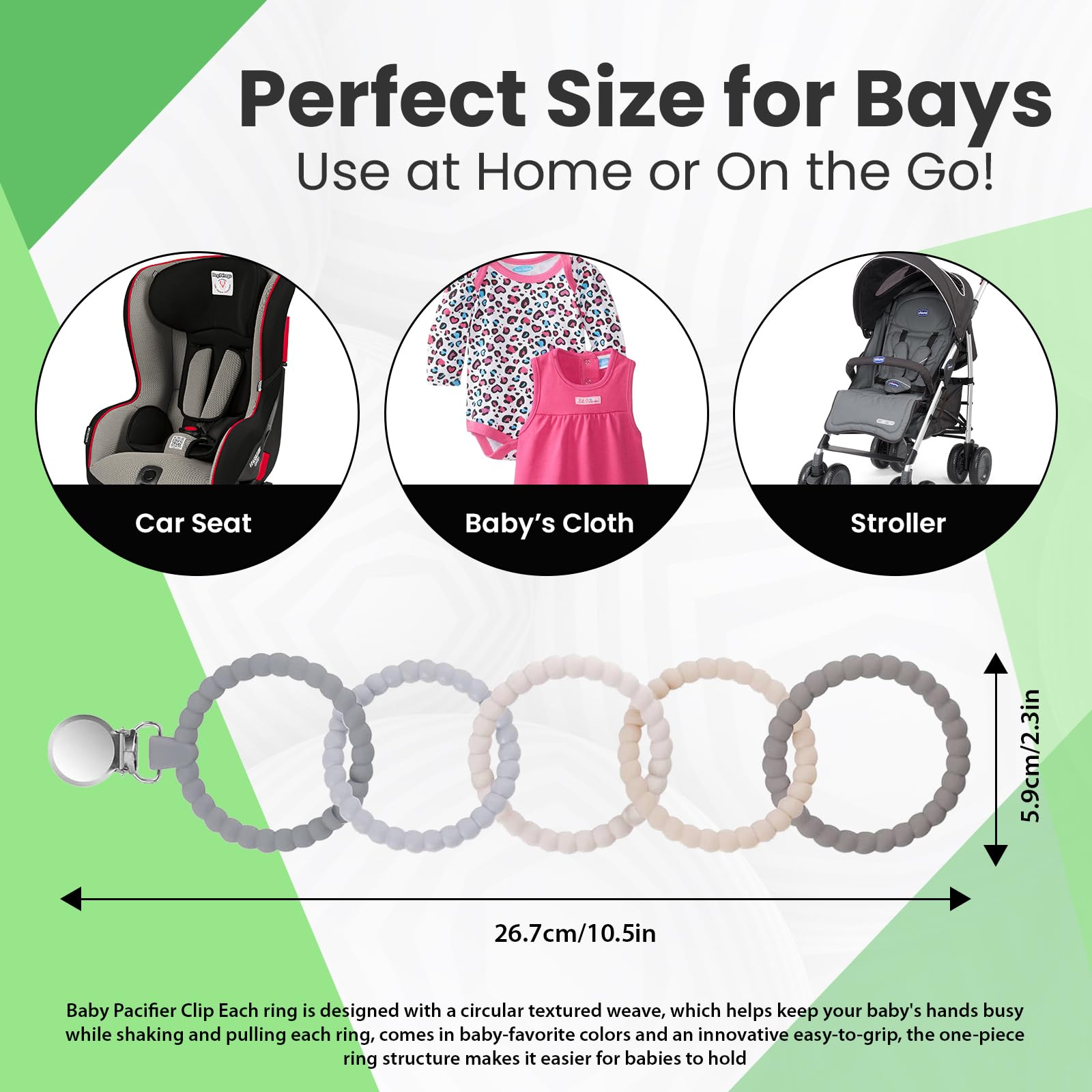 Silicone Sensory Teether Rings with Clip