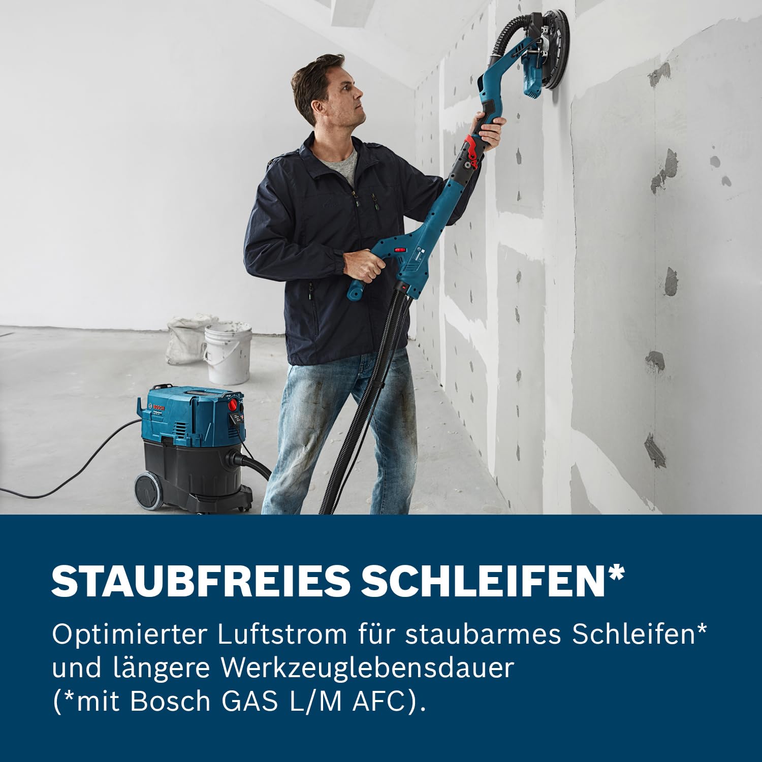 Bosch Professional Trockenbauschleifer GTR 55-225 (550 Watt, Schleifteller-Ø 215mm, inkl. 1x Schleifblatt M480, 1x Schleifteller-Set weich, 3x Kabelclip, Handwerkerkoffer) 5