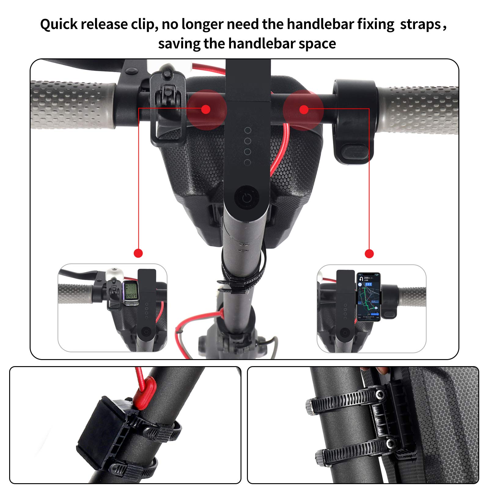 Universal Scooter Bag, Scooter Storage Bag, Scooter Handlebar Bag, Compatible with Scooters, Bikes, Segway Ninebot and NIU, for Carrying Charger Tools Repair Tools(2L)