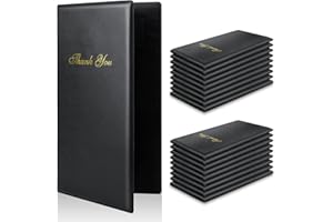 XYK Check Presenters for Restaurants, 20 Pack 10" x 5.5" Guest Check Card Holder with Gold Thank You Imprint for Restaurants Eatery Bar and Cafe