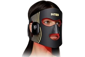 INTEO Red Light Therapy for Face 4 Modes, Breathable Red Light Therapy Mask with 4 Color Light Modes, 850NM Infrared LED Face Mask Light Therapy with Timer, Portable Led Mask for Home & Travel